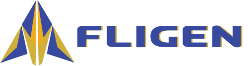 Logo of Fligen, featuring a blue and yellow stylized rocket ship design on the left, with the company name "FLIGEN" in blue capital letters on the right, reflecting its partnership with Jane.